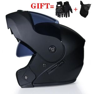 Motorcycle Helmets 2 Gifts Unisex Racing Motocross Modular Dual Lens Helmet Full Face Safe Flip Up Cascos Para Moto