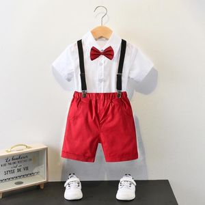 Clothing Sets Suits Baby Clothes Children Wear Summer Boys Color Short Sleeve Shirt Bib Show Formal Dress E17502