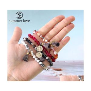 Beaded Strands Arrival 6Mm Natural Stone Healing Nce Beads Bracelet For Women Fashion Agate Bo Assel Charm Jewelry Drop Delivery Bra Dhfow