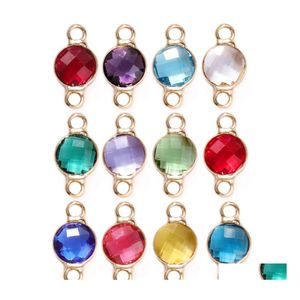 Charmos Moda por atacado 6mm Birthstone Crystal Glass Pingente para Brincos de pulseira Brincos de ouro 12 meses Colorf Diy Jóias CH DHO8A