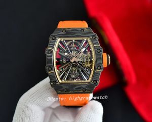 Watch Designer Watch Hollow خارج RM12-01 NTPT Tourbillon حجم السلسلة اليدوي بحجم 51 × 42 × 15 مم مرآة الياقوت مونتر دي لوكس