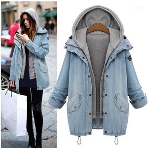 Women's Jackets Women Denim Jacket Coat Veste Femme Two-piece Spring Autumn Hooded Bomber Plus Size Female Jeans G2881