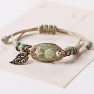 Charm Bracelets 1pc Forest Series Plant Hand-kneaded Ceramic Adjustable DIY Bracelet Women Fashion Originality Gift JewelryCharm 2024