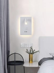 Lampy ścienne 12 W Lampa LED LAMPA ŚWIATŁO ŚWIATŁA ODKRETUJĄCA ROZNIE ROZNEK PROJEKTU Podwójny przełącznik USB Port ładujący 3000K El Sypialnia