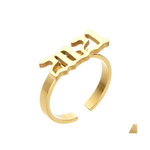 Bandringe Edelstahl Finger Mode 2021 Geburtsjahr Benutzerdefinierte Nummer Ring Gold Silber Rose Farbe Geburtstagsgeschenk Drop Lieferung Schmuck Dhtwn