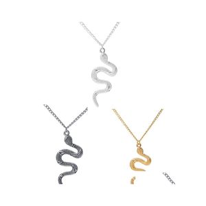 Pendant Necklaces Casual Punk Snake Golden Sier Color Men Women Neck Jewelry Statement Necklace Drop Delivery Pendants Otuoq