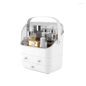 Förvaringslådor Vit Makeup Organizer Portable Drawer Compartment Cosmetics Box Waterproof Large Capacity Make Up