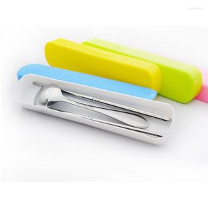 Storage Boxes 2023 Soild Color Portable Plastic Chopsticks Box Fork Spoons Case Cutlery Traveling Camping Supplies Box-