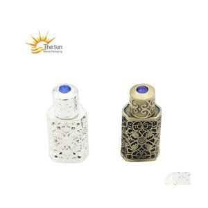 Förpackningsflaskor L Brons Arabiska per flaska Refillerbara Arab Attar Glass med hantverksdekoration Essential Oil Container Drop Delivery O DHKTV