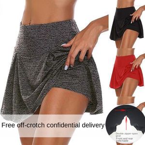 Faldas Falda corta de verano para mujer, pantalones invisibles con asiento abierto, para sexo al aire libre, prácticos pantalones cortos con cremallera de doble cabeza, pantalones de Yoga sexis para chicas