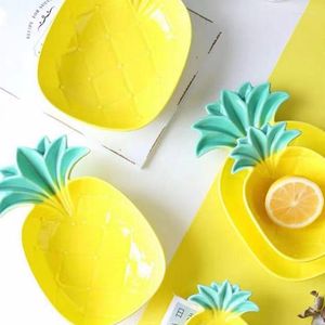 Tallrikar söt frukt kreativ sallad skål keramik bestick hem dekoration personlighet tecknad ananasformad dessert platta barn kärlek