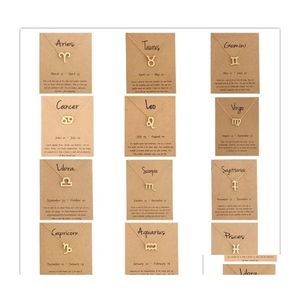 Pendant Necklaces 12 Zodiac With Gift Card Constellation Sign Gold Chains Necklace For Men Women Fashion Jewelry In Bk Drop Delivery Otlxw