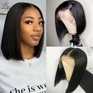 Modern Show 13x4 Lace Front Straight Short Bob Wig Peruvian Remy Human Hair Pre Plucked With Baby 150% Courte