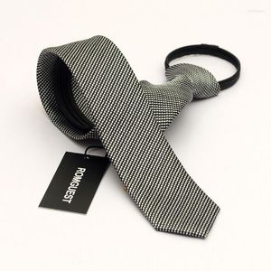 Bow Ties 2023 Brand High Quality Men's 5cm Slim Zipper Necktie Formal Business Black And White Grid Neck Tie For Men With Gift Box