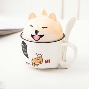 Canecas Copo de Cerâmica com Lid Spoon Cute grande capacidade Caneca de café Tendência criativa Casal casal e feminino Cupmugos de presente para estudantes