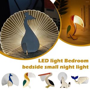 Luzes noturnas Animal Fun Light Light Rechargable portátil Lâmpada de mesa fofa casa de acrílico Lamphade quente Ornam amarelo criativo Y3N5