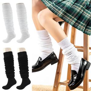 Mulheres Socks Boots Logo Pilha de cor sólida cor branca Elefante de elefante Bubble Knee Japanese High School Girl Costumes