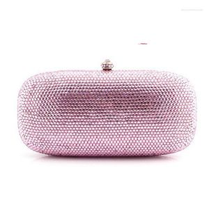 Evening Bags XIYUAN Pink Flat Diamond Rhinestone Pearls Beaded Day Clutches Women Purse Handbags Wallets Wedding Bag