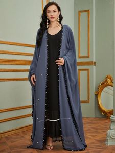 Roupas étnicas cardigãs muçulmanos mulheres moda renda costura miçangas de manga de morcego solto robe abaya peru dubai vestidos longos