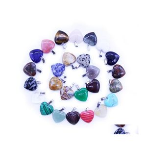 Pendant Necklaces 10 Styles Quartz Natural Stone Hexagonal Prism Point Cross Heart Drip Healing Crystals Chakra Charm For Jewelry In Otr0B