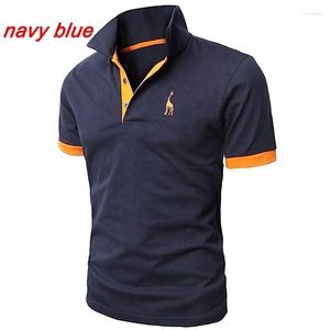 Men's Polos 11 Colors 2023 Embroidery Solid Color Cotton Polo Shirt Large Size Small Giraffe Print T-shirt