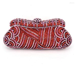 Вечерние сумки с полными кристаллами женские дневные сцепления поперечный кузов фиксируют длинноцепленную красную подарочную коробку Ruby Diamond Athestone Q78
