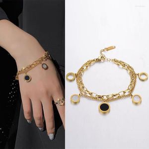 Bangle armband kvinnor lyx Indien mode titan smycken guld rostfritt stål romerska siffror charm designer bangles kvinnliga älskare trum22