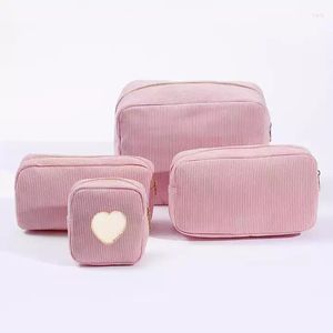 Cosmetic Bags 2023 Trends Eco Friendly Corduroy Makeup Women's Pink Toiletry Pouch DIY Gift