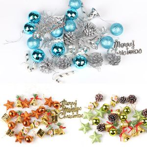 Juldekorationer Boxade färgbollar Bells Tree Pendant Ornament Year Party Home Decor Hanging Ball Kids Toys