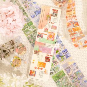 Gift Wrap 1 Rolls Decorative Tape INS Silver Tulips Sunflower Rose Vegetation Plant Flowers Literary Fresh Elegant Collage 8 Choices