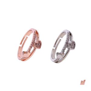 Band Rings 10Pcs European And American Fashion Heartshaped Opening Couple For Men Women Birthday Engagement Wedding Accessories Drop Dh6Uf