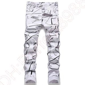 Neue JEANS Chinohose Hose Herrenhose Eng anliegende Stretchhose gerade gewaschen Skinny Stickerei Patchwork Ripped Herren Trendmarke Motorrad JEANS-G14