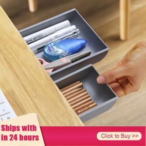 Storage Boxes Hidden Box Self-Adhesive Under Desk Drawer Organizer Table Paste Stationery Case Supplies Pencil Makeup Holder