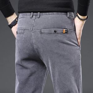 Męskie spodnie Wysokiej jakości sztrukoi mężczyźni zimowi plus grube ciepłe spodnie szara prosta długa pantalon 36 38