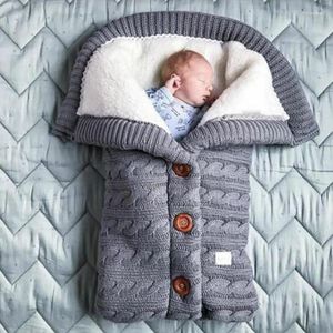 Stroller Parts Kids Baby Sleeping Bags Cotton Knitting Envelope Born Bag Winter Warm Blanket