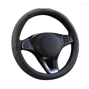 Steering Wheel Covers Cow Leather Auto Car Cover Wrap Breathable Anti-slip For M Size 37-38CM Styling Steering-wheel Hand Bar