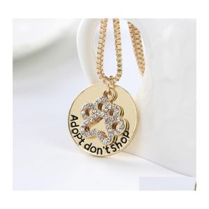 Pendant Necklaces Adopt Dont Shop Animal Lovers For Women Crystal Cat Dog Claw Box Chains Shelter Pet Rescue Fashion Jewelry Gift Dr Otdru