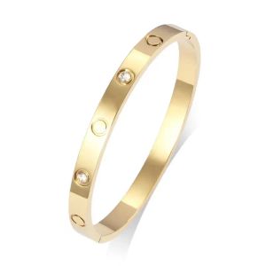 N6 Bangles Bangles Gold Silver Unh Nail Bracelet Titanium A￧o Bangle Nlay Diamond Bracelets feminino masculino J￳ias Presente C80009 com caixa