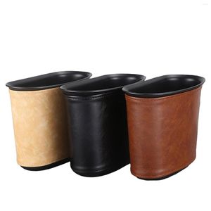 Interiörstillbehör Bil Garbage Can | Trash Leather and ABS Organizer Hangings Portable Waterproof Small For Cars Universall