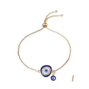 Bracelets de charme Jóias de moda Bracelet Evil Eye Rhinstone Blue Drop Deliver