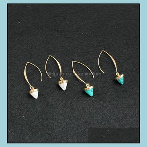 Dangle Chandelier 2Colors Natural White Green Turquoise Stone Earrings Arrow Shape Gold Color Jewelry For Women Drop Delivery Ot9Dh