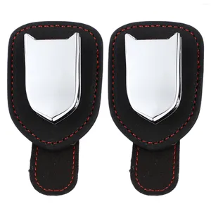 Interior Accessories 2Pcs Sunglasses Clip Universal Leather Sun Visor Holder Cards Ticket