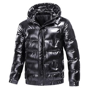 Men's Down Parkas 2023 Зимняя куртка повседневная теплая толстая одежда модная мужская одежда с капюшоном блестящие водонепроницаемые куртки размером 4xl S6890