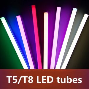 2835SMD LED 튜브 T5 통합 LED 컬러 튜브 0.3m/0.6m LED 신선한 음식 AC100-265V 용 레드 그린 블루 핑크 퍼플 튜브