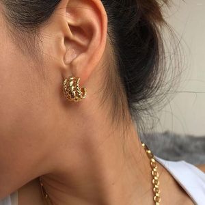 Hoop Earrings Chunky Earring 18K Gold Plated Small Thick Twisted Huggie Hoops For Women Girls
