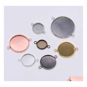 Charms 1020Pcs/Lot 1025Mm Cabochon Tray Bezels Bracelet Diy Accessories Blank Pendant Setting Base For Jewelry Making Drop Delivery Dhipz