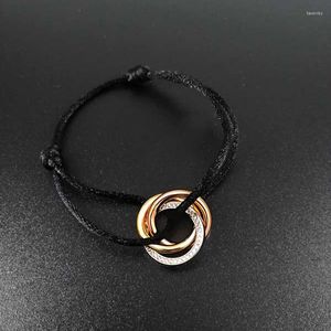 Bangle Top Quality Fashion Micro Pave CZ Crystals 3 Circles Tricyclic 13 Colors Rope Armband Armband For Women Gift Jewelry