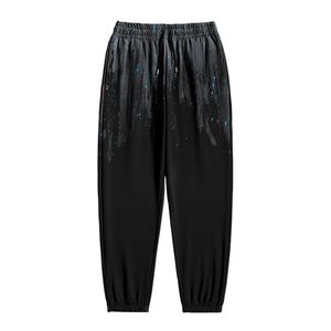 Calça masculina juventude coletor de corte de trechos esportes 2023vibe street moda casual all-match primavera e outono preto cinza
