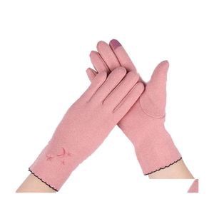 Five Fingers Gloves Fashion Winter Women Keep Warm Suede Mittens Touch Sn Windproof Fl Finger Ladies Outdoor Sport Female Drop Deliv Otkox