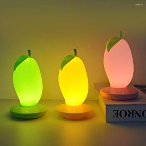 Gece Işıkları Yaratıcı Mango Şeklinde Küçük Işık USB Şarj Led Çocuklar Meyve Lambası